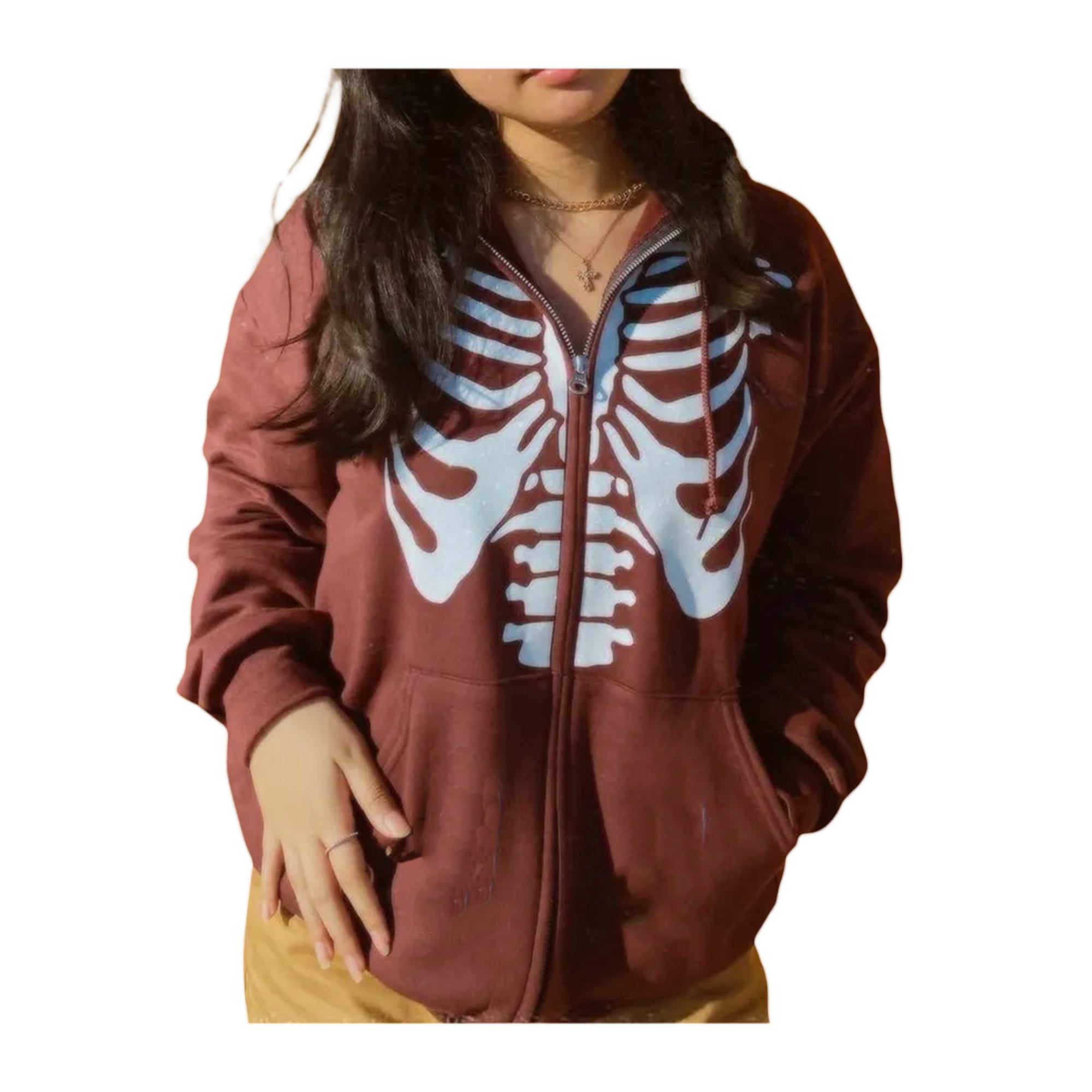 Women Y2k Skeleton Zip up Hoodies Rhinestone Graphic Oversized Pullovers -  Walmart.com