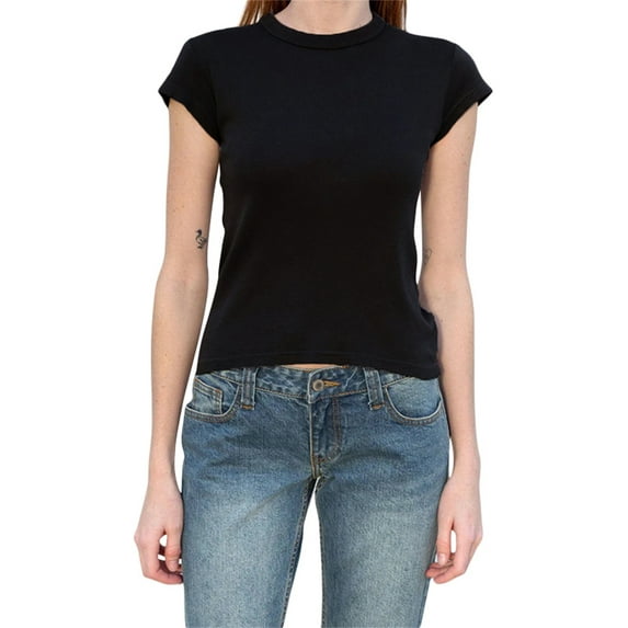 Women Y2k Slim Fit Tee Shirt Summer Solid Color Round Neck Short Sleeve Crop Tops Streetwear