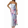 thumbnail image 1 of Women Y2k Strapless Maxi Dress Floral Print Tube Long Dress Boho Beach Sundress Going Out Streetwear Light Blue S, 1 of 7