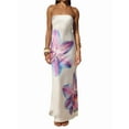 thumbnail image 1 of Women Y2k Strapless Maxi Dress Floral Print Tube Long Dress Boho Beach Sundress Going Out Streetwear Milky S, 1 of 6