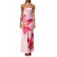 thumbnail image 1 of Women Y2k Strapless Maxi Dress Floral Print Tube Long Dress Boho Beach Sundress Going Out Streetwear Pink S, 1 of 8