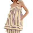 thumbnail image 1 of Women Y2k Striped Sleeveless Flowy Hem Crop Top+High Waist Lounge Shorts Set 2 Piece Sleepwear Light Yellow S, 1 of 3