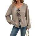 thumbnail image 1 of Women Y2k Tie Front Knitted Cardigan Sweater Long Sleeve Open Front Oversized Cardigan Knitwear Tops  L, 1 of 8