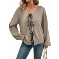 thumbnail image 1 of Women Y2k Tie Front Knitted Cardigan Sweater Long Sleeve Open Front Oversized Cardigan Knitwear Tops  M, 1 of 8