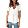 thumbnail image 1 of Women Y2k Top Lace V Neck Short Sleeve Tees Ruffle Hem Shirt Clothes 2026 Trendy Outfits, 1 of 5