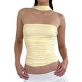 thumbnail image 1 of Women Y2k Tube Tops Strapless Sleeveless Crop Going Out Top Slim Fit Backless Bandeau Aesthetic Clothes Light Yellow L, 1 of 8
