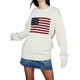 thumbnail image 1 of Women Y2k Vintage Sweater American Flag Graphic Printed Long Sleeve Loose Pullovers Knit Jumpers Tops, 1 of 7