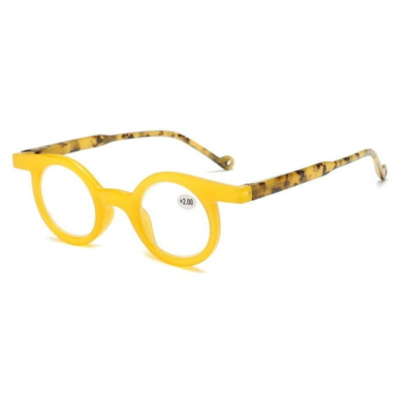 Women Yellow Small Round Reading Glasses 1.00 Men Retro Personalized Spring Hinges Candy Color Presbyopic Glasses +1.00