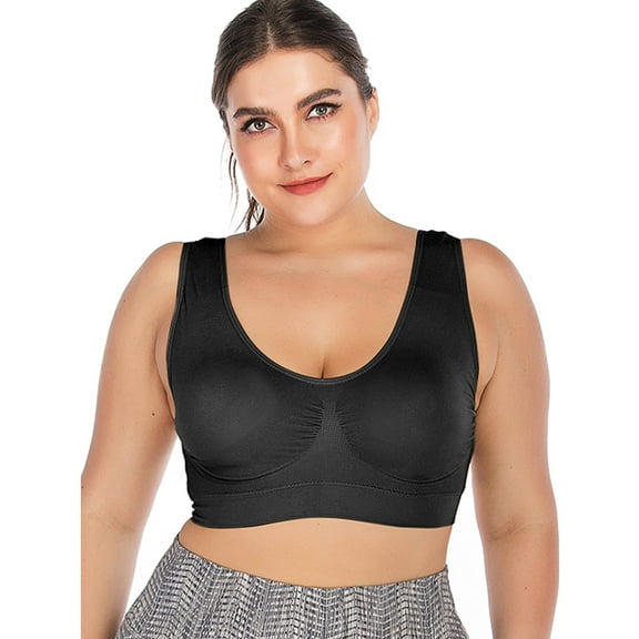 Women Yoga Bras, Womens Sports Yoga Fitness Bras Wire Free Underwear Casual Bra, Black, 4XL