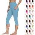 thumbnail image 1 of Women Yoga Capris Workout Out Pocket Leggings Fitness Sports Running Athletic Capris Pants, 1 of 10