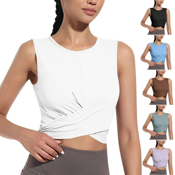 Women Yoga Crop Tops Dance Tops Fitted Crewneck Workout Crop Tops Yoga Tank Tops Athletic Sports Shirts for Women Black,Size M