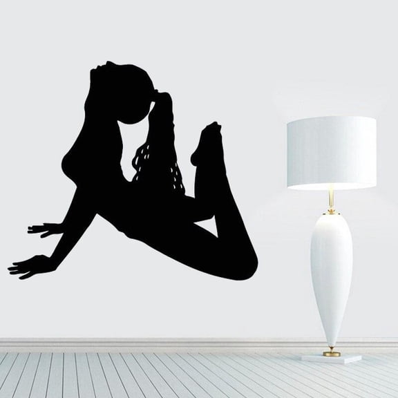 Women Yoga Fitness Exercice Wall Sticker Gym Yoga Pose Sport Wall Decals Home Decor Living Room Art Murals Girls Bedroom Decal 29x33cm
