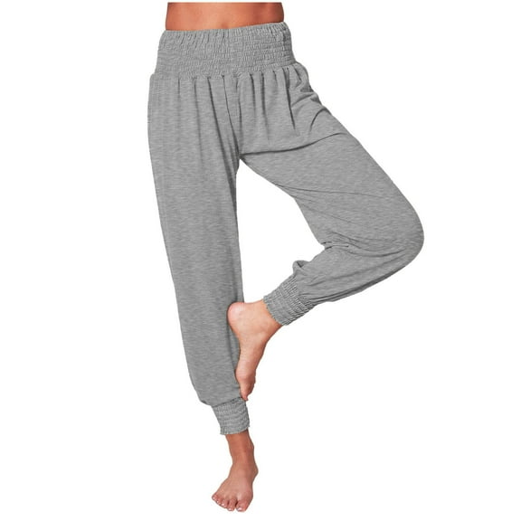 Women Yoga Joggers Loose Sweat Pants, High Waist with Pockets, Polyester Spandex, Workout Casual