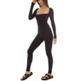 thumbnail image 1 of Women Yoga Jumpsuitas Long Sleeve Ribbed Knit Bodycon Jumpsuit Full Body Romper One Piece Workout Outfit, 1 of 9