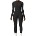 thumbnail image 1 of Women Yoga Jumpsuits One Piece Workout Ribbed Long Sleeve Rompers Female Sport Exercise Jumpsuits, 1 of 6