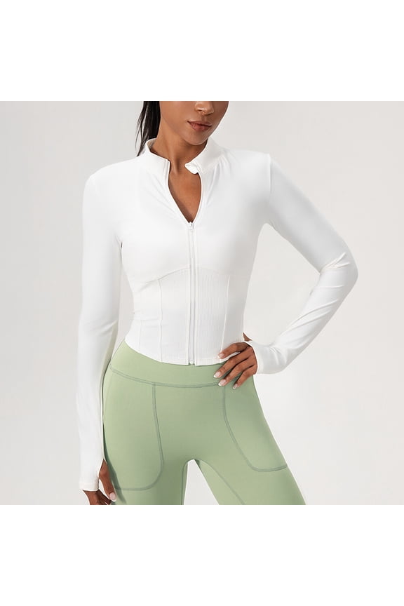 Women Yoga Long Sleeve Tight Zipper Jacket Sports Quick Dry Running Fitness Tops
