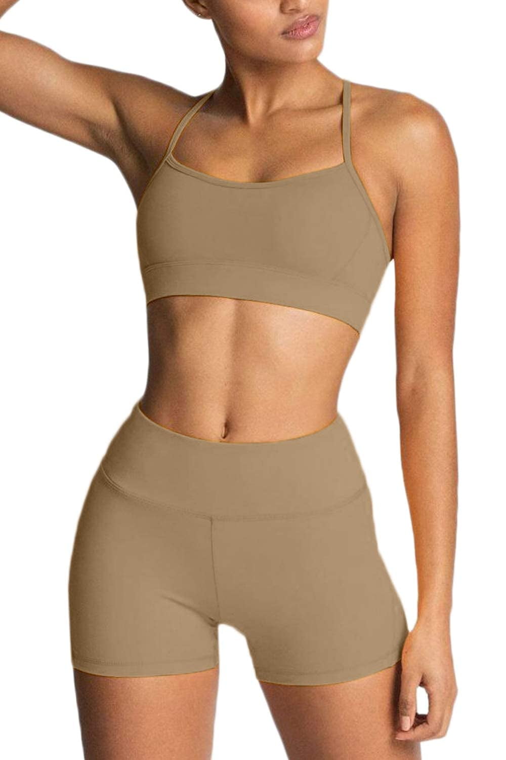 SheIn Women's Workout Sets for Women 2 Piece Seamless Bralette Bra and  Biker Shorts Yoga Gym Outfits Chocolate Brown Small, Chocolate Brown, Small  : : Clothing, Shoes & Accessories