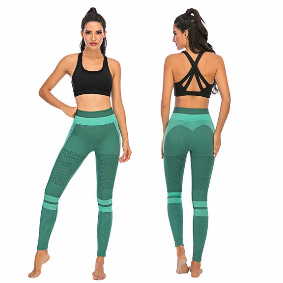 Women Yoga Pants Color Gym Mesh Workout Running Leggings Tights