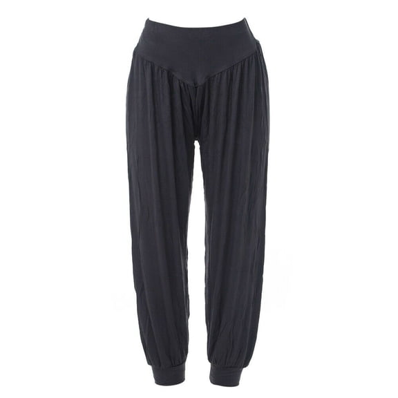 Women Yoga Pants Elastic Waistband Wide Leg Long Pants, Women High Waist Casual Trousers Yoga Pants, Dark Gray, 2XL