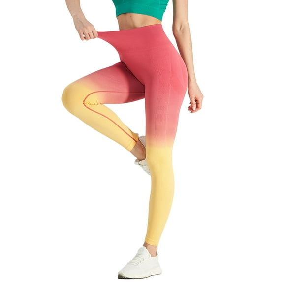 Women Yoga Pants Gradient Color Hip Lifting High Waist Workout Leggings Stretch Tights for Sport Running Activewear