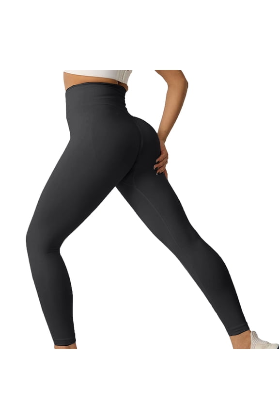 Women Yoga Pants High Waist Leggings Solid Color Compression Elastic Butt-lifted Seamless Flared Hem Tummy Control Gym Dance Studio Sports Trousers