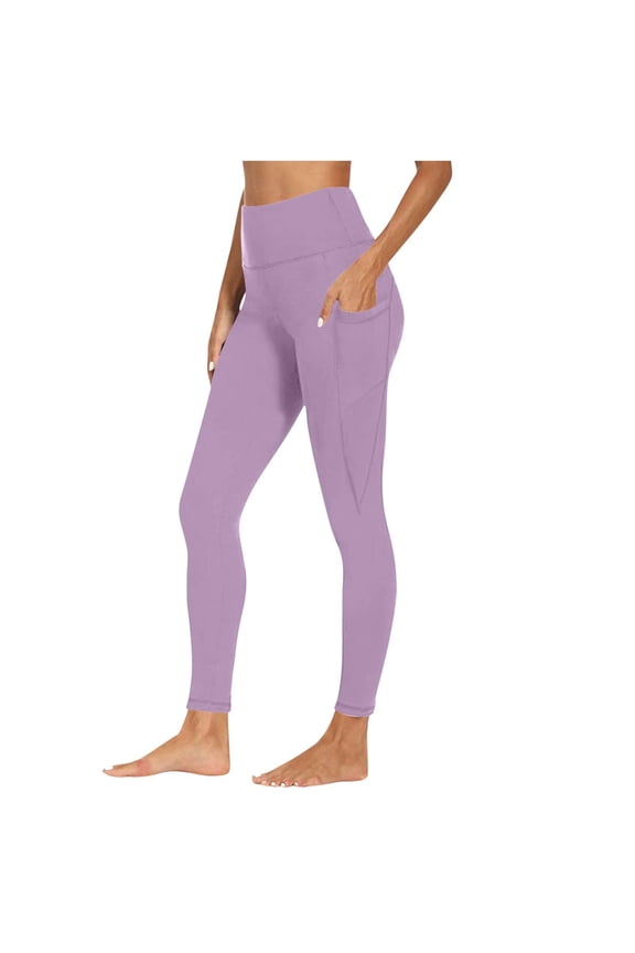 Women Yoga Pants Plus Size High Waisted Full Length with Pockets Polyester Spandex Workout Daily Wear