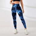 thumbnail image 1 of Women Yoga Pants Slimming Slim Fit Fitness Workout Sports Gym Trousers Elastic High Waist Print Leggings (XS, Blue), 1 of 3