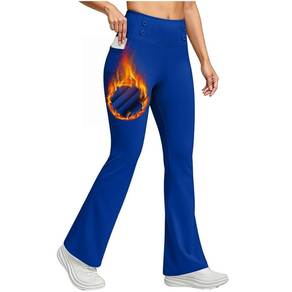 Women Yoga Pants Yoga Pants for Women Yoga Pants Women Women Workout Out Pocket Leggings With Fleece Fitness Sports Running Yoga Athletic Pants Blue XL