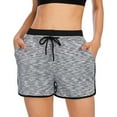 thumbnail image 1 of Women Yoga Running Shorts Mid Waisted 2 in 1 Workout Athletic Sport Tennis Gym Shorts for Women with Pockets, 1 of 6