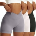 thumbnail image 1 of OVESPORT Women Yoga Shorts 3 Pieces V Cross High Waist Sport Shorts Workout Seamless Athletic Booty Scrunch Gym Shorts, 1 of 11