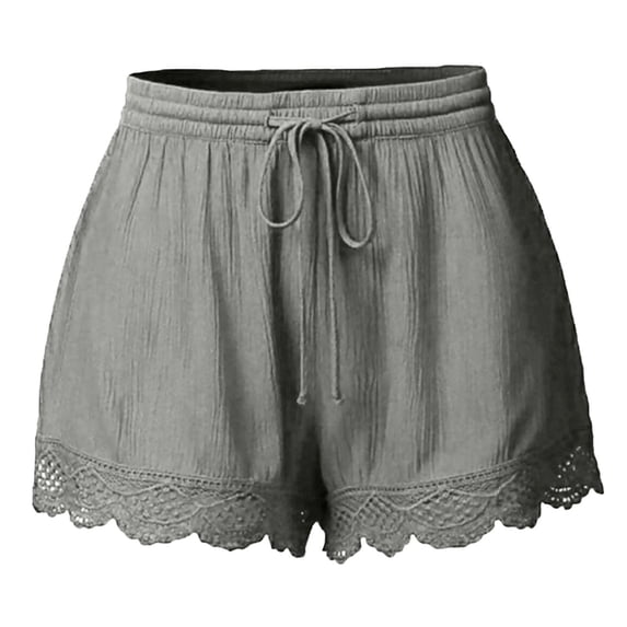 Women Yoga Shorts Fashion Women Lace Plus Size Rope Tie Shorts Yoga Sport Pants Leggings Trousers Summer Shorts for Women Gray S