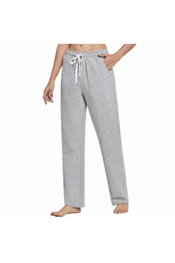 Women Yoga Sweatpants Pajama Wide Leg Cotton Drawstring Lounge Pants Leisure