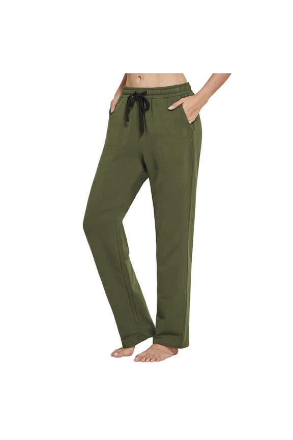 Women Yoga Sweatpants Pajama Wide Leg Cotton Drawstring Lounge Pants Leisure