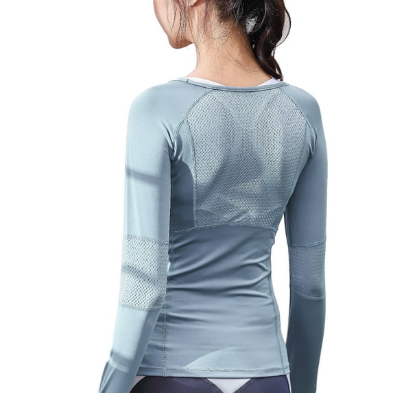 Women Yoga T-shirts Solid Color Sport Wear Tops Long Sleeve Running Shirts Sexy Quick Drying Fitness Gym Fitness Shirts
