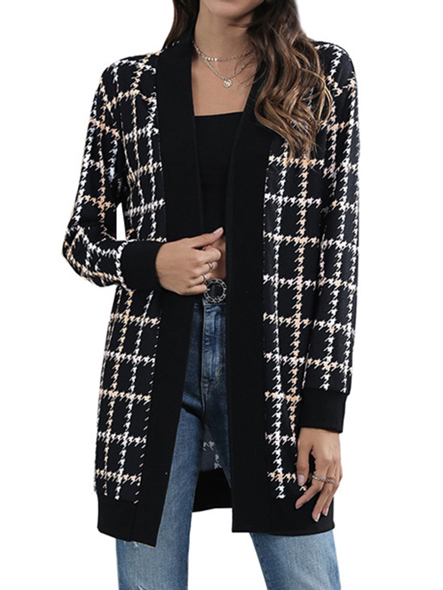 Dawwoti Women's Zebra Print Knit Cardigan – Cute Long Sleeve Sweater For Spring & Fall