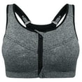 thumbnail image 1 of Women Zip Front Closure Sports Bra Medium Impact Push Up Wirefree Yoga Bras Workout Gym Bra Top, Gray, L, 1 of 7