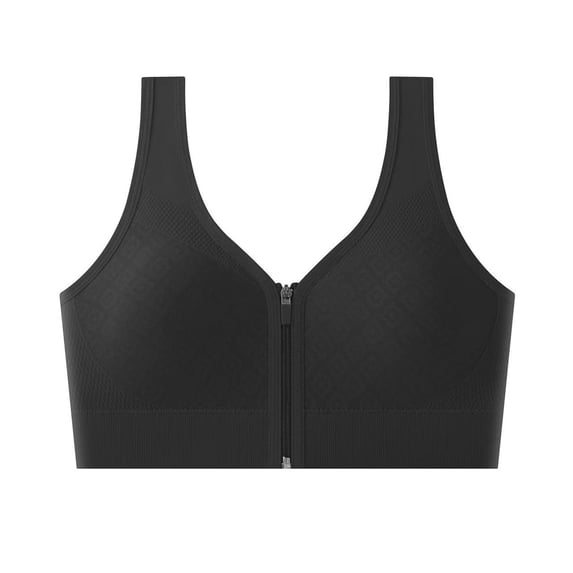 Women Zip Front Sports Bras, Wireless Push up Back Support Bras, Workout Thick Strap Casual Tops
