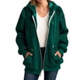 thumbnail image 1 of Women Zip up Hoodie Lightweight Womens Fuzzy Fleece Hoodies Jacket, Zip up Oversized Fleece Jackets Loungewear Winter Warm Outwear Coat with Pockets Green XXL, 1 of 5