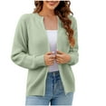 thumbnail image 1 of Women Zip Up Cardigans Solid Color Round Neck Long Sleeve Chenille Knit Sweaters Casual Loungewear Crochet Tops (S, Green), 1 of 9