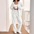 thumbnail image 1 of Women Zip Up Hooded Sweatsuit Set Oversized Full Zip Hoodie Wide Leg Sweatpants Casual Matching Outfit M, 1 of 7