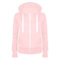 thumbnail image 1 of Women Zip Up Hoodie Jacket, Long Sleeve Drawstring Hooded Sweatshirt, Kangaroo Pocket Casual Loose Fit Lightweight Outer Layer Athletic Tops Pink,XXL, 1 of 2