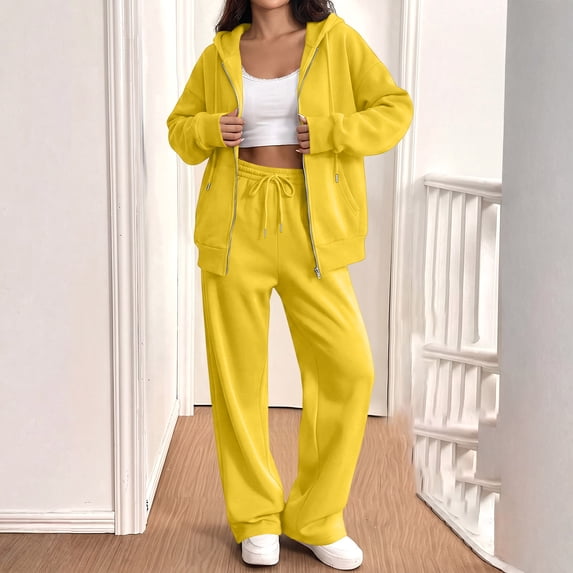 Women Zip Up Hoodie Jogger Pants Casual Tracksuit Outfit Set XL