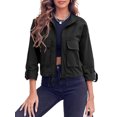 thumbnail image 1 of Women Zip Up Utility Coat with Pockets Casual Cropped Jackets, 1 of 6