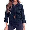 thumbnail image 1 of Women Zip Up Utility Coat with Pockets Casual Cropped Jackets, 1 of 7