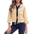 thumbnail image 1 of Women Zip Up Utility Coat with Pockets Casual Cropped Jackets, 1 of 7