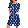 thumbnail image 1 of Women Zip up Robe, Short Sleeve Housecoat with Pockets Soft Loungewear Zipper Nightgown Bathrobes Lady Pajama Dress Navy XL, 1 of 6