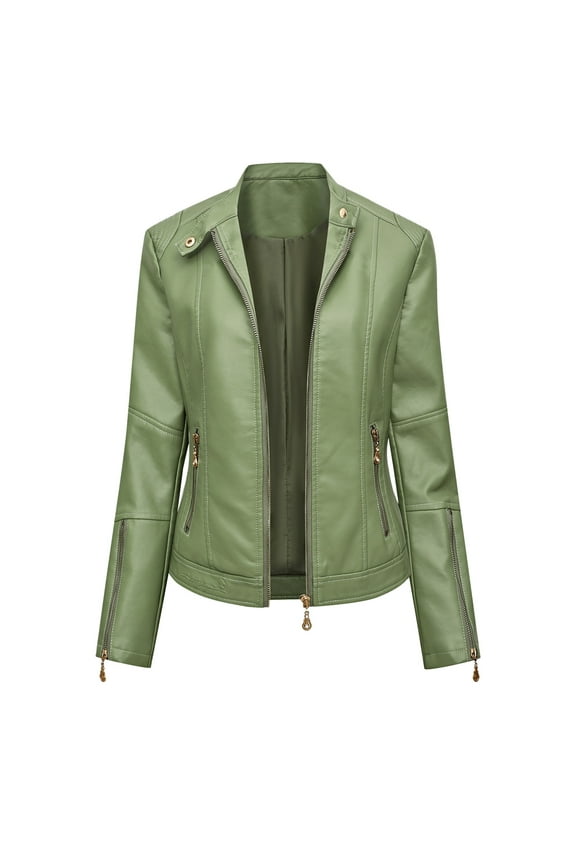 Women Zipper Casual Leather Soft Motorcycle Leather Short Jacket Coat Sk8 Zip Running Jacket Women Casual Zip up Juniors Utility Jacket Polish Jacket Womens Side Zip Jacket Fall Womens Jacket Long