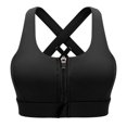 thumbnail image 1 of Women Zipper Front Sports Bra High Impact Criss cross Strappy Back Support Workout Top, 1 of 7