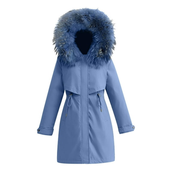 Women Zipper Plush Hooded Coat Women's Outerwear Down Cotton Mid-length Padded Long Sleeve Hooded Stand Cotton-padded Collar Coats Plus Size Hooded Sweater Cardigan Plush Hooded Jacket Tops
