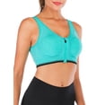 thumbnail image 1 of Women Zipper Racerback Sport Bras Seamless Support Workout Yoga Fitness Sports Bras Green L, 1 of 6